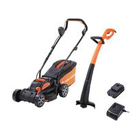 Yard Force 20V 5.0Ah 33cm Cordless Lawnmower with 30L Grass Bag and 25cm Grass Trimmer with Lithium-Ion Battery & Charger - LM C33B & LT C25B