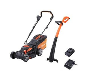 Yard Force 20V 5.0Ah 33cm Cordless Lawnmower with 30L Grass Bag and 25cm Grass Trimmer with Lithium-Ion Battery & Charger - LM C33B & LT C25B