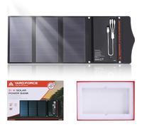 Yard Force 21W/12V Li-ion, Portable Solar Power Bank with Foldable Panel and 2 USB outputs for Hiking, Backpacking, and Outdoor Activities - LX PB21