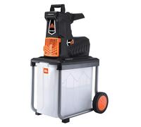 Yard Force 2800W Silent Garden Shredder with Reverse Function, 60L Collection Box, 45mm Cutting Diameter, Large Rear Wheels