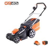 Yard Force 40V 2.5Ah 34Cm Brushless Cordless Lawnmower, Striping Rear Roller, 7 Cutting Heights, 35L Capacity, Gr40 Range Lm G34A