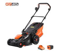 Yard Force 40V 2.5Ah 37Cm Brushless Cordless Lawnmower, Striping Rear Roller, 7 Cutting Heights, 40L Capacity, Gr40 Range Lm G37A