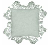 Yard furn Anko Feather Filled Cushion - Textured Cotton with Macramé Tassel Trim (Eucalyptus - Square)