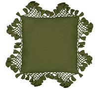 Yard furn Anko Feather Filled Cushion - Textured Cotton with Macramé Tassel Trim (Khaki - Square)