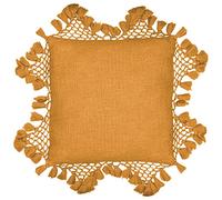 Yard furn Anko Polyester Filled Cushion - Textured Cotton with Macramé Tassel Trim (Ginger - Square)