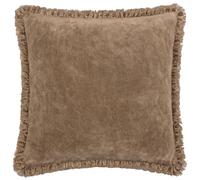 Yard furn Bertie Washed Cotton Velvet Polyester Filled Cushion - Soft Velvet Relaxed Style Decorative Pillow (Chocolate - 45x45cm)