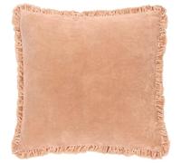 Yard furn Bertie Washed Cotton Velvet Polyester Filled Cushion - Soft Velvet Relaxed Style Decorative Pillow (Cashew - 45x45cm)