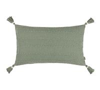 Yard Furn Caliche Textured Tasselled Cushion - Polyester Filled Braided Cotton Weave (Eucalyptus - 40x60cm)