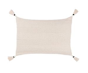 Yard Furn Caliche Textured Tasselled Cushion - Polyester Filled Braided Cotton Weave (Natural - 40x60cm)