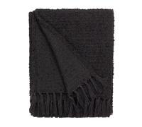 Yard Furn Candar Textured Boucle Throw - Soft Boucle Fringed Design (Black - 130x170cm)