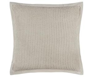 Yard Furn Canopy Waffle Weave Cushion - Polyester Filled Cotton Waffle Oxford Border (Stone - 65x65cm)