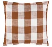 Yard Furn Chesil Check Outdoor Cushion - Polyester Filled Water Resistant Cotton Oxford Border (Pecan - 50x50cm, Pack of 1)