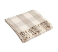 Yard Furn Chesil Check Tasselled Cotton Throw - Classic Check Soft Natural Weave (Natural - 130x170cm)