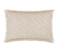 Yard Furn Doze Woven Cushion - Two-Tone Woven Reversible Design Fringed Trim Hidden Zip Polyester Filled (Natural - 40 x 60 cm)