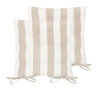 Yard furn. Hayle 2 Pack Striped Cotton Seat Pad Cushion - Reversible Design, Indoor and Outdoor (Natural - 40x40cm)