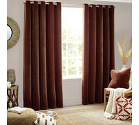 Furn Curtain Pair Yard Heavy Chenille Eyelet – Lined, Room-Darkening Velvet – Nutmeg 168 x 229 cm