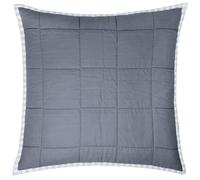 Yard furn Hebden Stripe Cushion Cover - Reversible Ultra Soft Quilted Washed Cotton Percale Striped Case (Mineral/Denim Blue - 55x55cm)