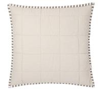 Yard furn Hebden Stripe Feather Filled Cushion - Reversible Ultra Soft Quilted Washed Cotton Percale Striped Pillow (Mole/Stone - 55x55cm)