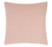 Yard furn Hebden Stripe Feather Filled Cushion - Reversible Ultra Soft Quilted Washed Cotton Percale Striped Pillow (Blush/Cotta - 55x55cm)