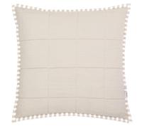 Yard furn Hebden Stripe Polyester Filled Cushion - Reversible Ultra Soft Quilted Washed Cotton Percale Striped Pillow (Natural/Stone - 55x55cm)