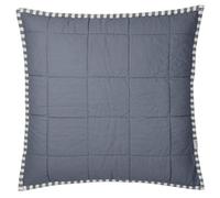 Yard furn Hebden Stripe Polyester Filled Cushion - Reversible Ultra Soft Quilted Washed Cotton Percale Striped Pillow (Navy/Denim Blue - 55x55cm)