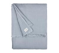 Yard furn Lark Cotton Muslin Throw - Soft Crinkle Texture Blanket (Mineral Blue - 240x260cm)