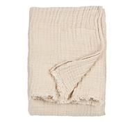 Yard furn Lark Cotton Muslin Throw - Soft Crinkle Texture Blanket (Natural - 130x180cm)