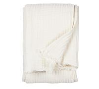 Yard furn Lark Cotton Muslin Throw - Soft Crinkle Texture Blanket (White - 130x180cm)
