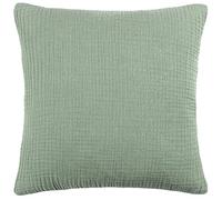 Yard furn Lark Feather Filled Cushion - Soft Minimalistic Textured Muslin Cotton Decorative Pillow (Eucalyptus - 45x45cm)