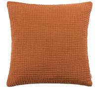 Yard furn Lark Feather Filled Cushion - Soft Minimalistic Textured Muslin Cotton Decorative Pillow (Pecan - 45x45cm)