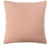 Yard furn Lark Feather Filled Cushion - Soft Minimalistic Textured Muslin Cotton Decorative Pillow (Pink Clay - 45x45cm)