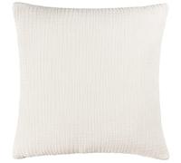 Yard furn Lark Polyester Filled Cushion - Soft Minimalistic Textured Muslin Cotton Decorative Pillow (White - 45x45cm)