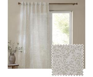 Yard furn Perrie Leaf Sheer Curtain Panel - Lightweight Woven Tab Top Leaf Print Curtain (Natural - 290x250cm)