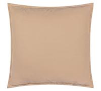 Yard furn Slub Cotton Feather Filled Cushion - Double Sided Soft Textured Minimalist Oxford Edge Decorative Pillow (Natural - 50x50cm)