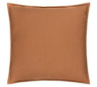 Yard furn Slub Cotton Feather Filled Cushion - Double Sided Soft Textured Minimalist Oxford Edge Decorative Pillow (Toffee - 50x50cm)