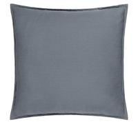 Yard furn Slub Cotton Feather Filled Cushion - Double Sided Soft Textured Minimalist Oxford Edge Decorative Pillow (Denim - 50x50cm)
