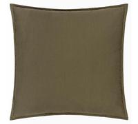 Yard furn Slub Cotton Feather Filled Cushion - Double Sided Soft Textured Minimalist Oxford Edge Decorative Pillow (Lichen - 50x50cm)