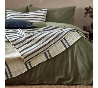 Yard Furn Woven Stripe Cotton Bedspread - Reversible Muslin Textured Bedspread (Blue - 140x220cm)