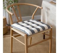 Yard Hayle Navy Striped Cotton Seat Pad 40 x 40cm 2 Pack - Size: 40 x 40 x 1cm - Blue - Wilko