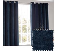 Yard Heavy Chenille Blackout Eyelet Curtain Pair in Navy | Size: 229 cm width x 229 cm drop Yard Navy 229 cm width x 229 cm drop