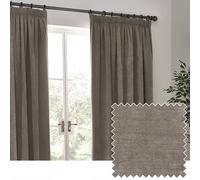 Yard Heavy Chenille Blackout Pencil Pleat Curtain Pair in Beige | Size: 229 cm width x 137 cm drop Yard Beige 229 cm width x 137 cm drop