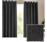 Yard Heavy Chenille Eyelet Curtain Pair (Charcoal, 117 x 137 cm)
