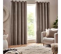 Yard Heavy Chenille Velvet Eyelet Curtains - 2 Panels - Width x Drop - 229 x 137cm (90 x 54) - Greige