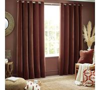Yard Heavy Chenille Eyelet Curtain Pair - Lined Room Darkening, Soft Velvet Home Décor (Nutmeg - Width 229 x Drop 137cm)
