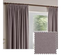 Yard Heavy Chenille Pencil Pleat Curtain Pair (Mauve, 168 x 137 cm)