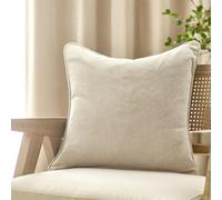 Yard Heavy Chenille Cushion Cover - Luxury Soft Velvet Piped Decorative Case (Linen - 50x50cm)