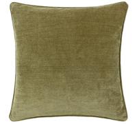 Yard Heavy Chenille Polyester Filled Cushion - Piped Soft Velvet Textured Earthy Tones (Olive - 50x50cm)
