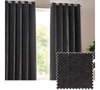 Yard Heavy Chenille Velvet Room Darkening Eyelet Curtain Pair in Charcoal | Size: 229 cm width x 137 cm drop Yard Charcoal 229 cm width x 137 cm drop