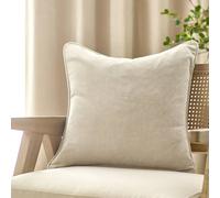 Yard Heavy Chenille Polyester Filled Cushion - Luxury Soft Velvet Piped Decorative Cushion (Linen - 50x50cm)