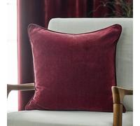 Yard Heavy Chenille Polyester Filled Cushion - Luxury Soft Velvet Piped Decorative Cushion (Beetroot - 50x50cm)